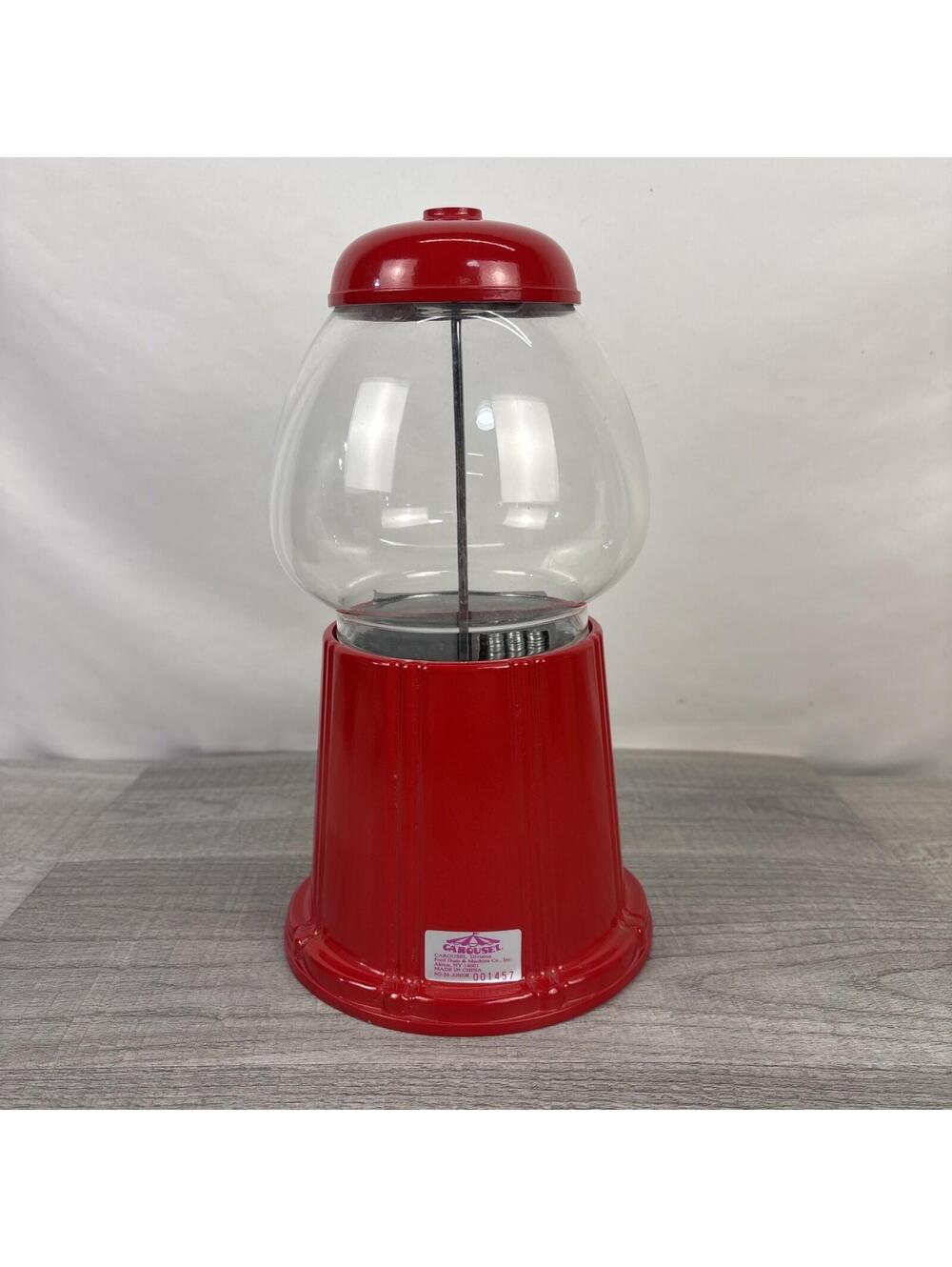 Vintage Red Carousel 1985 Gumball Candy Machine Metal Bank Glass Globe - 10.8" - Picture 6 of 14